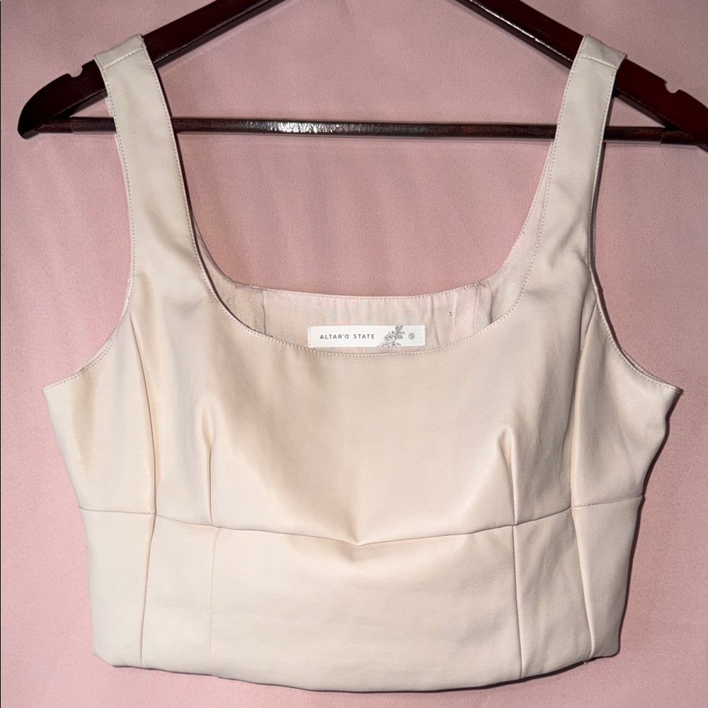 Altar'd State Ivory Square Corset Crop Top